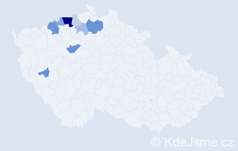 Příjmení: 'Kešeľ', počet výskytů 24 v celé ČR