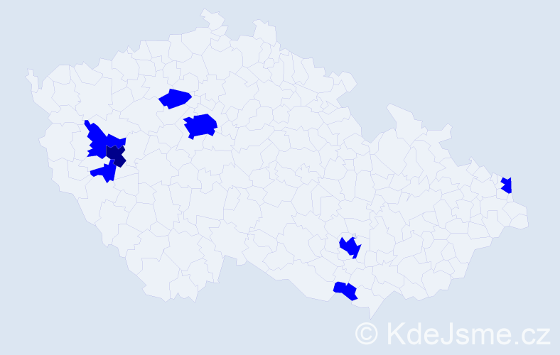 Příjmení: 'Fanová', počet výskytů 9 v celé ČR