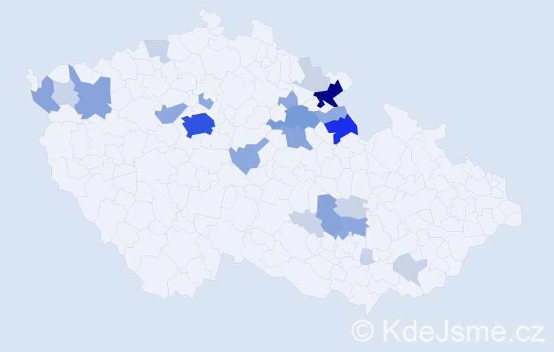 Příjmení: 'Dusbaba', počet výskytů 70 v celé ČR