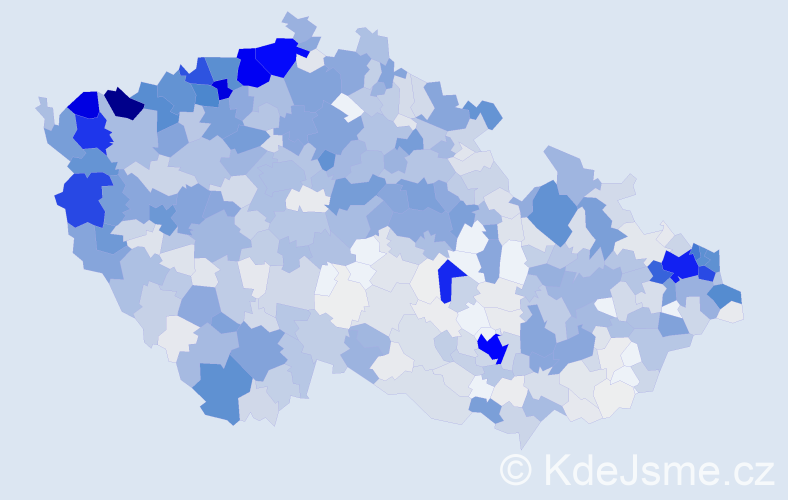 Příjmení: 'Horváth', počet výskytů 4544 v celé ČR