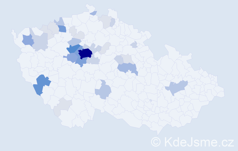 Příjmení: 'Pachmanová', počet výskytů 115 v celé ČR