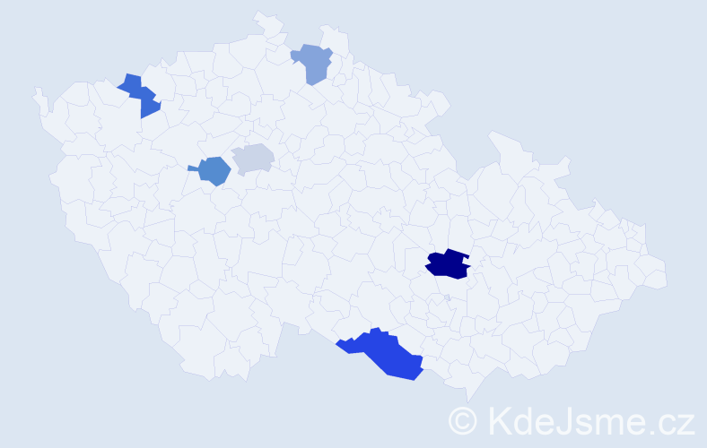 Příjmení: 'Prochazka', počet výskytů 9 v celé ČR