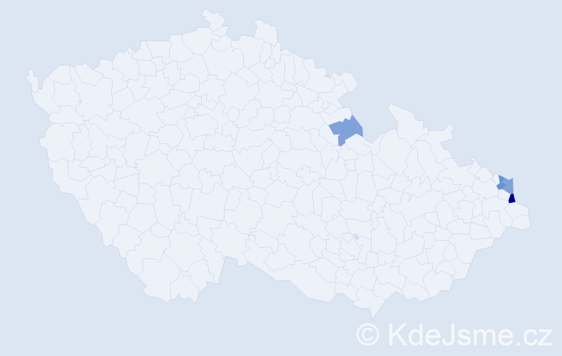 Příjmení: 'Kubančíková', počet výskytů 8 v celé ČR