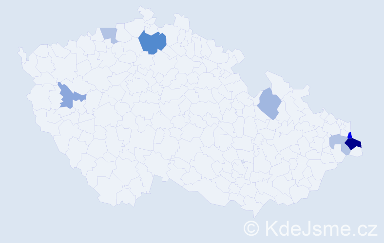 Příjmení: 'Kulhanková', počet výskytů 14 v celé ČR