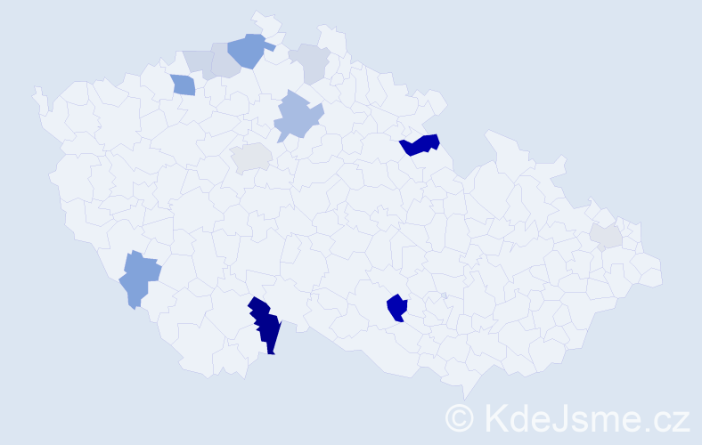 Příjmení: 'Pillárová', počet výskytů 25 v celé ČR