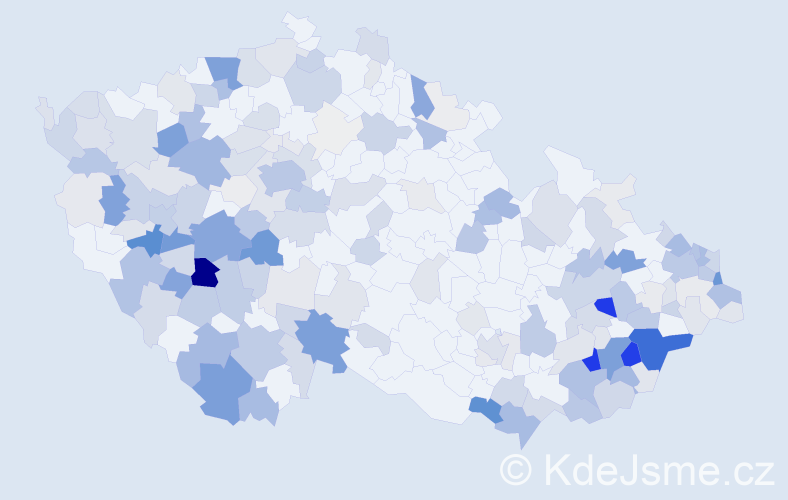 Příjmení: 'Janota', počet výskytů 885 v celé ČR