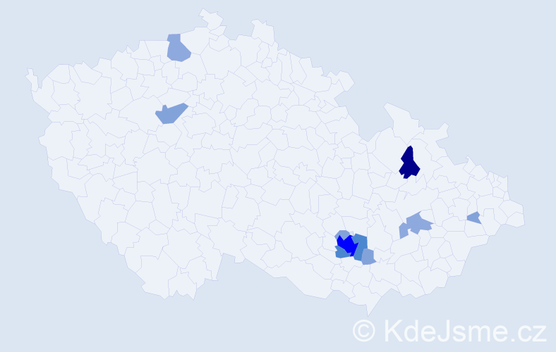 Příjmení: 'Ospalá', počet výskytů 28 v celé ČR