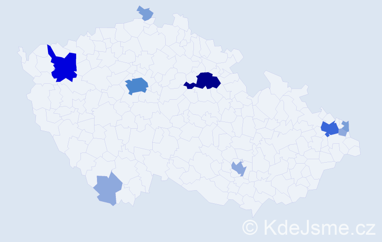 Příjmení: 'Pencáková', počet výskytů 27 v celé ČR