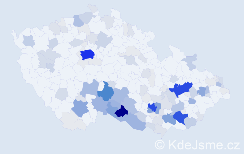 Příjmení: 'Daňhel', počet výskytů 493 v celé ČR