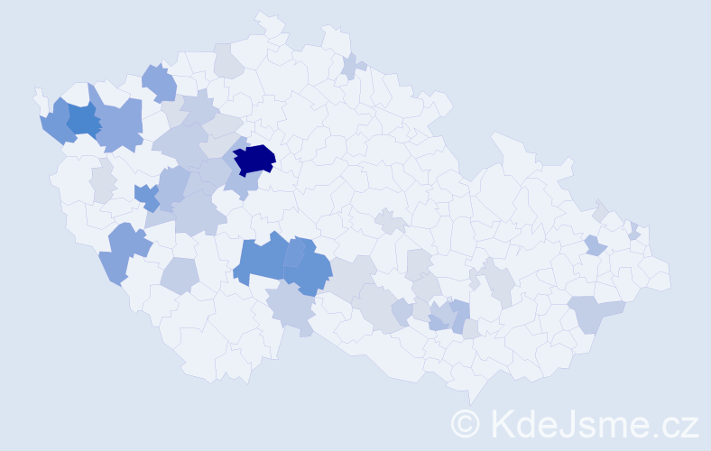 Příjmení: 'Poduška', počet výskytů 135 v celé ČR