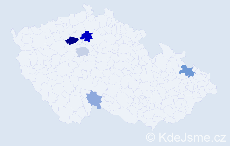 Příjmení: 'Tutr', počet výskytů 18 v celé ČR