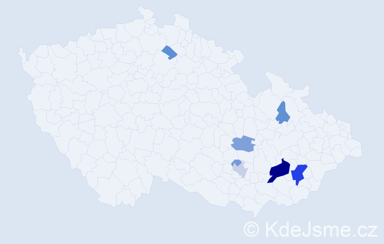 Příjmení: 'Machourek', počet výskytů 26 v celé ČR