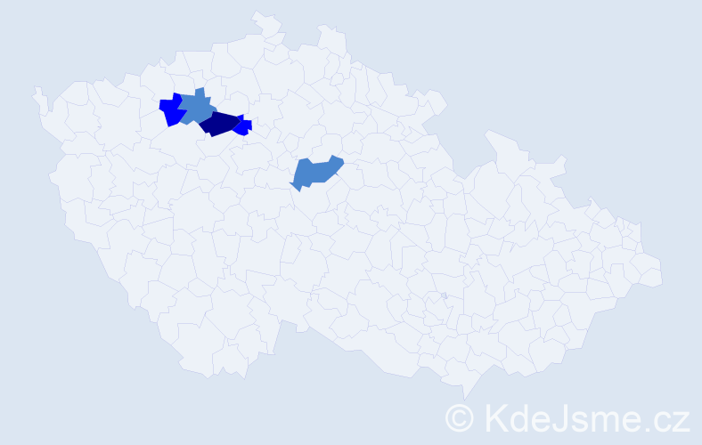 Příjmení: 'Hám', počet výskytů 9 v celé ČR