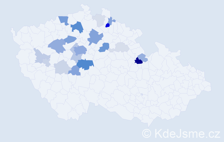 Příjmení: 'Kovrzková', počet výskytů 68 v celé ČR