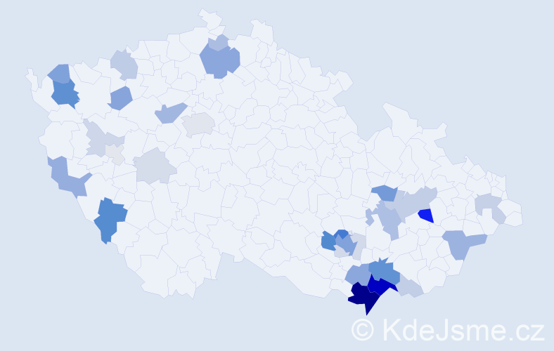Příjmení: 'Filipovič', počet výskytů 114 v celé ČR
