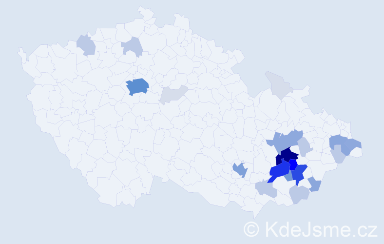 Příjmení: 'Kojecká', počet výskytů 106 v celé ČR