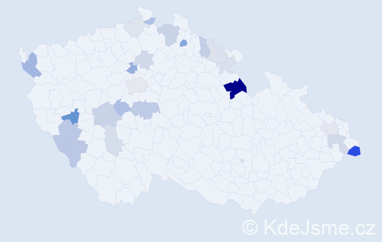 Příjmení: 'Kulštejn', počet výskytů 53 v celé ČR