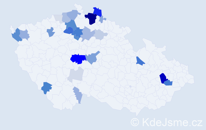 Příjmení: 'Kraka', počet výskytů 100 v celé ČR