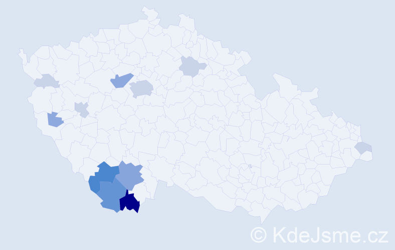 Příjmení: 'Interholzová', počet výskytů 36 v celé ČR