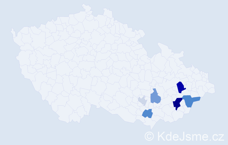 Příjmení: 'Benedělová', počet výskytů 12 v celé ČR