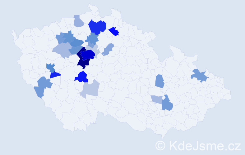 Příjmení: 'Kejha', počet výskytů 128 v celé ČR