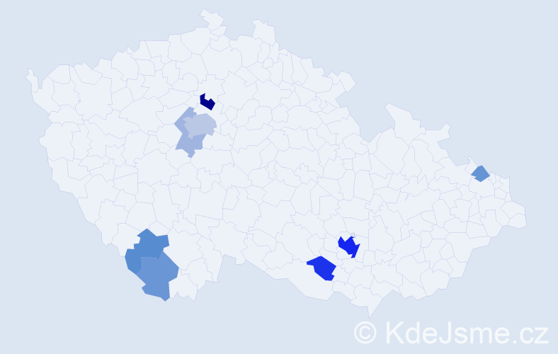 Příjmení: 'Blažke', počet výskytů 23 v celé ČR