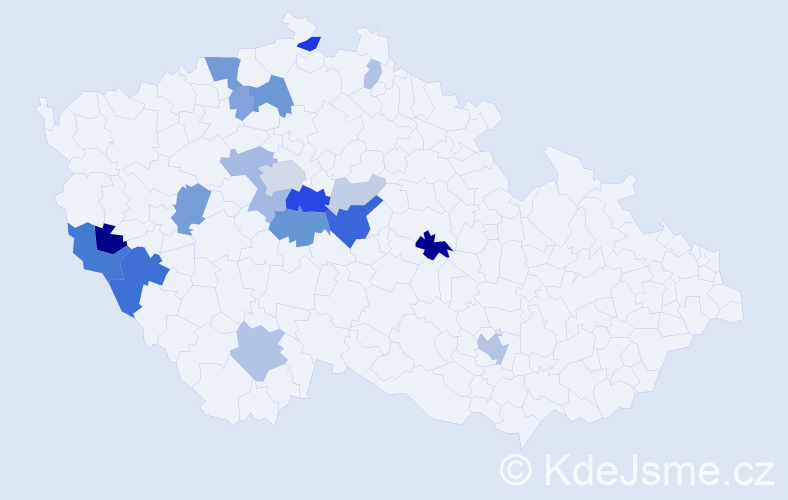 Příjmení: 'Mensová', počet výskytů 54 v celé ČR