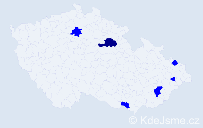 Příjmení: 'Bajánek', počet výskytů 7 v celé ČR