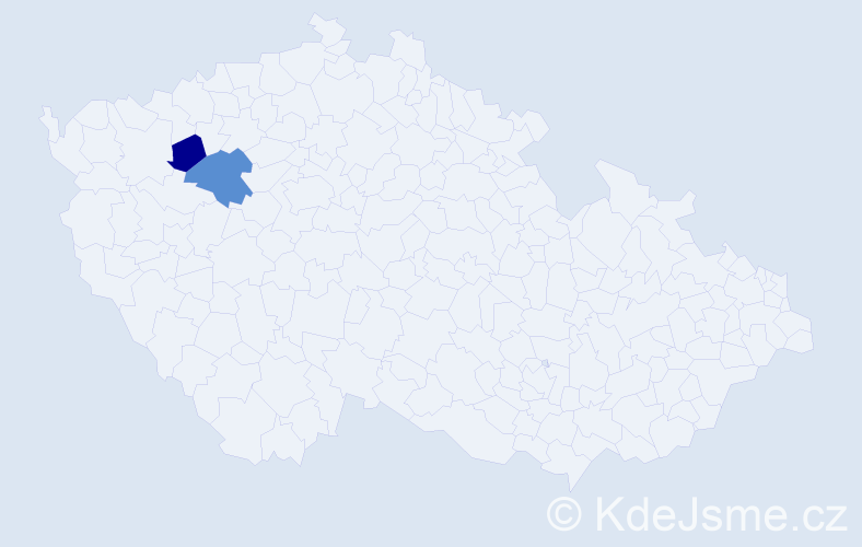 Příjmení: 'Tikner', počet výskytů 5 v celé ČR