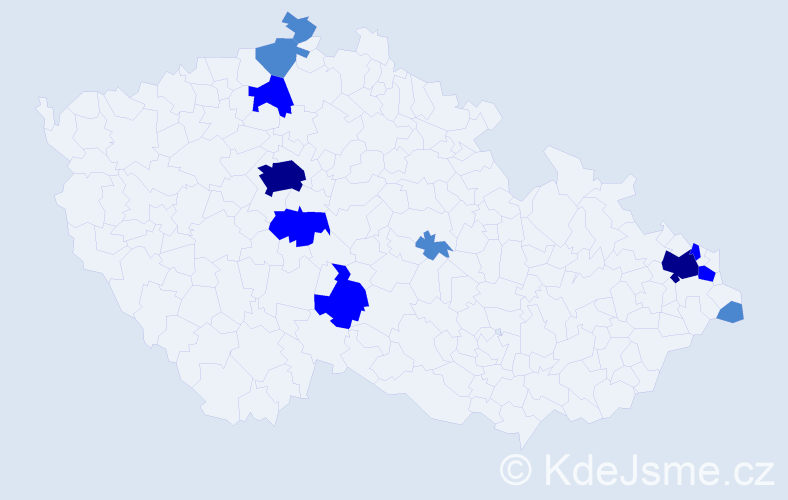 Příjmení: 'Diničová', počet výskytů 20 v celé ČR