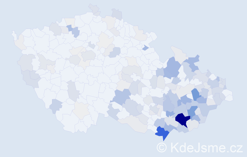 Příjmení: 'Bartošík', počet výskytů 572 v celé ČR