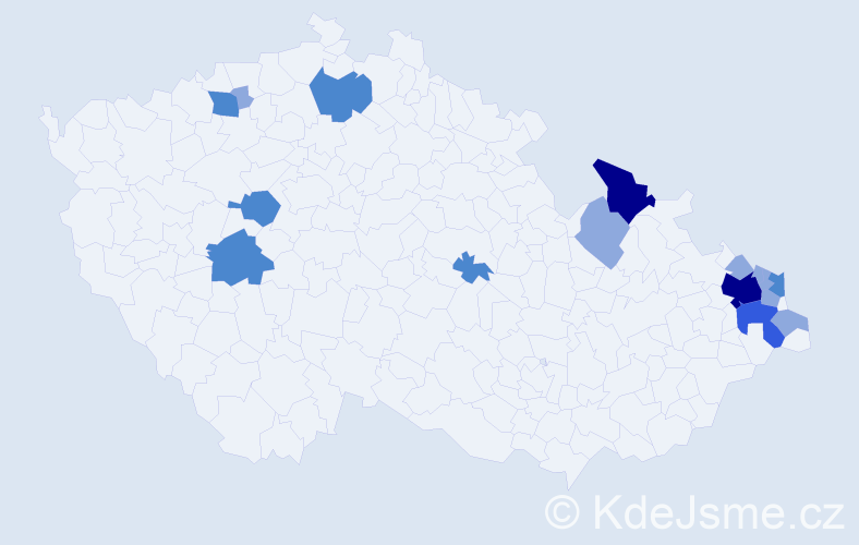Příjmení: 'Polaček', počet výskytů 32 v celé ČR