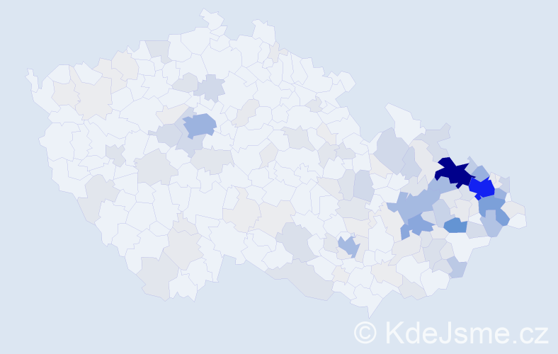 Příjmení: 'Onderka', počet výskytů 646 v celé ČR