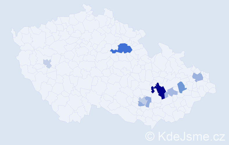 Příjmení: 'Čépe', počet výskytů 21 v celé ČR