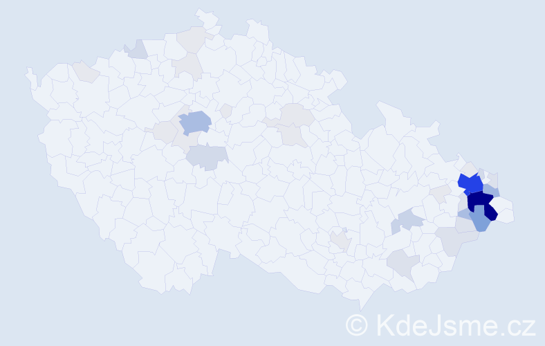 Příjmení: 'Biolková', počet výskytů 158 v celé ČR
