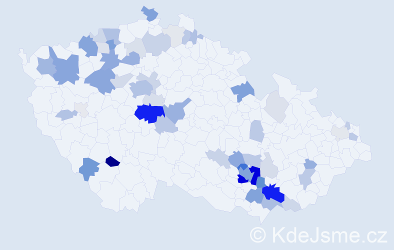 Příjmení: 'Kyselková', počet výskytů 190 v celé ČR