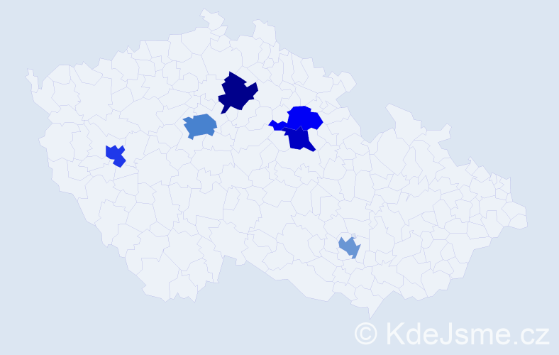 Příjmení: 'Dubanych', počet výskytů 9 v celé ČR
