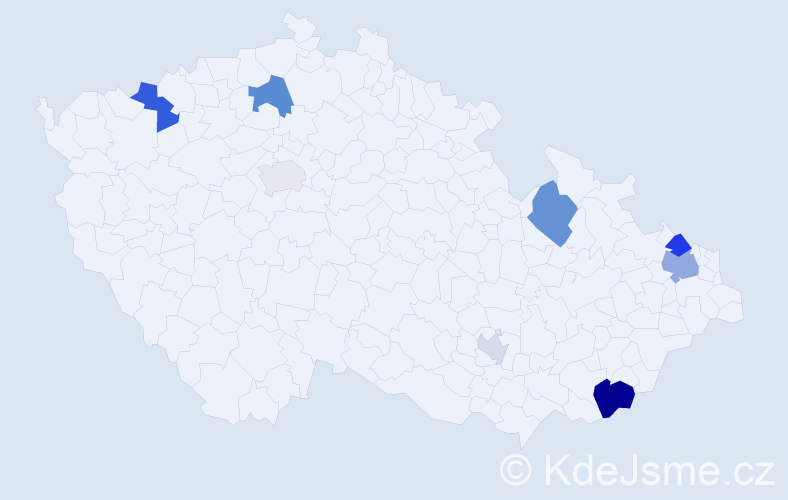 Příjmení: 'Bania', počet výskytů 17 v celé ČR