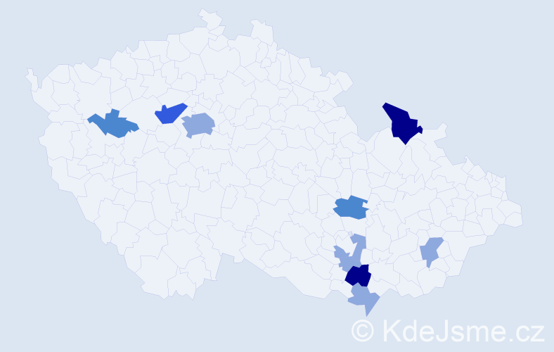 Příjmení: 'Novotňák', počet výskytů 22 v celé ČR