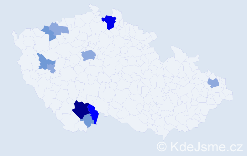 Příjmení: 'Kneysová', počet výskytů 26 v celé ČR