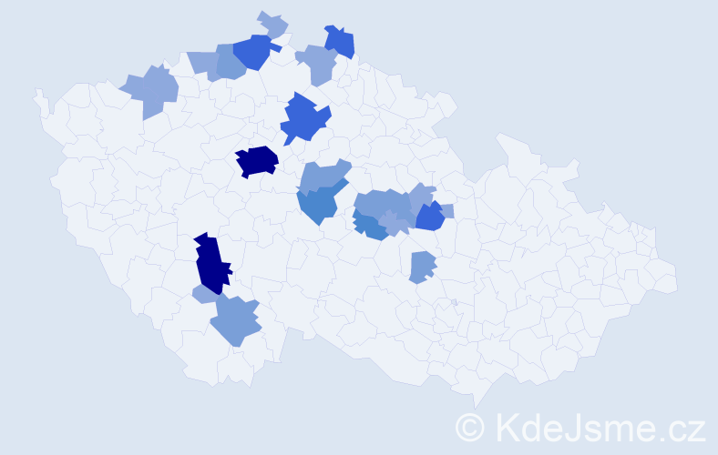Příjmení: 'Klinkáčková', počet výskytů 55 v celé ČR