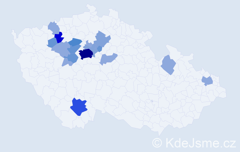 Příjmení: 'Kináč', počet výskytů 47 v celé ČR