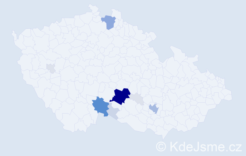 Příjmení: 'Měrtl', počet výskytů 52 v celé ČR