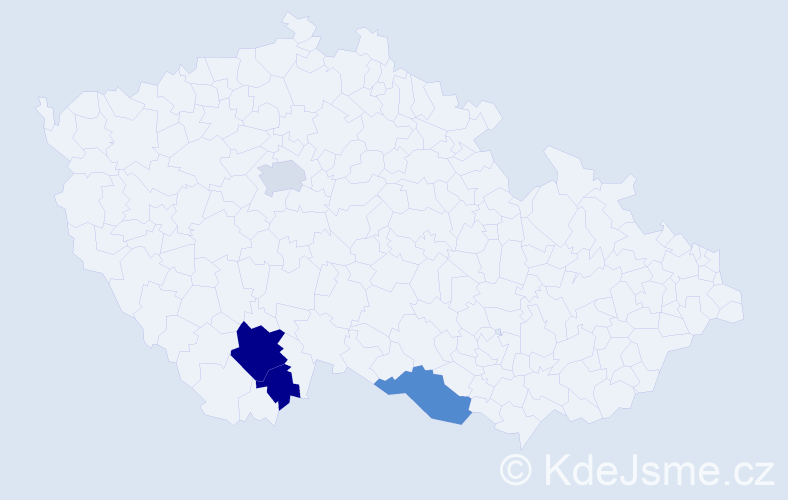 Příjmení: 'Jaklovská', počet výskytů 11 v celé ČR