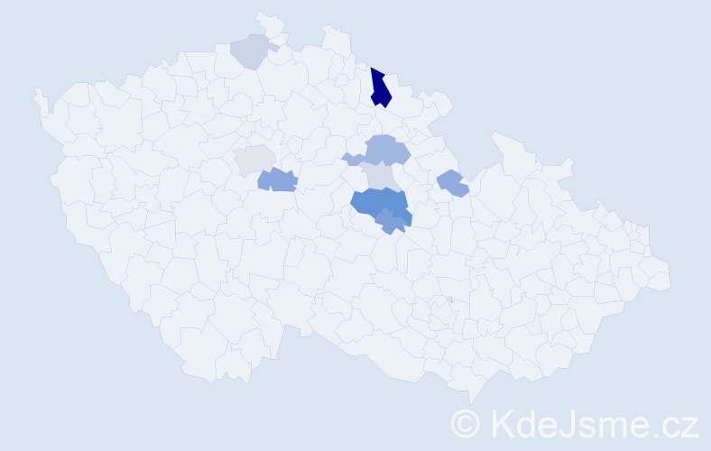 Příjmení: 'Celar', počet výskytů 22 v celé ČR