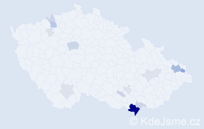 Příjmení: 'Hakalová', počet výskytů 51 v celé ČR