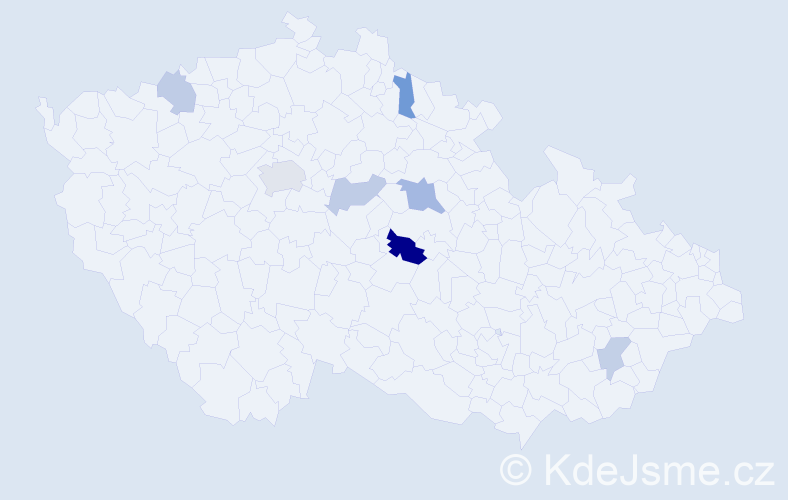 Příjmení: 'Pavala', počet výskytů 12 v celé ČR