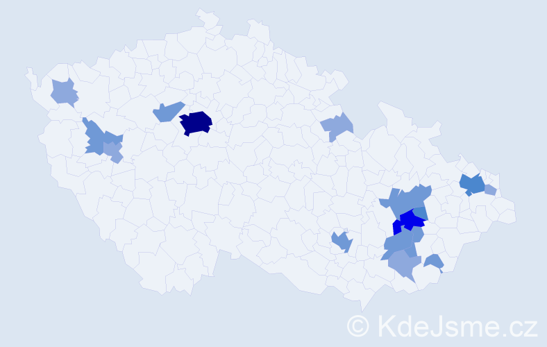 Příjmení: 'Obadálková', počet výskytů 38 v celé ČR