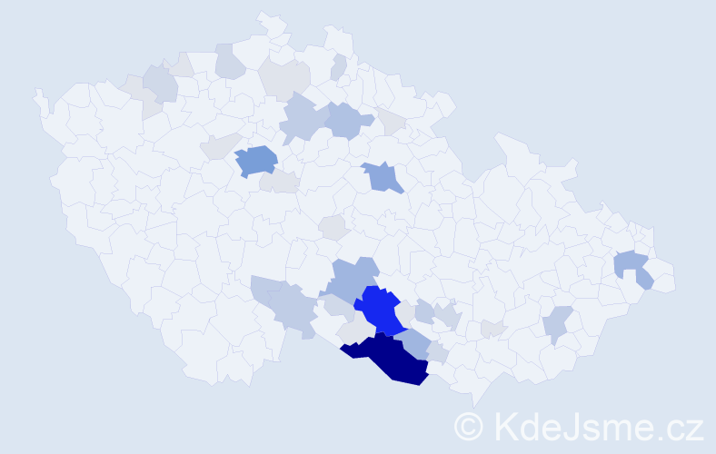 Příjmení: 'Čapounová', počet výskytů 124 v celé ČR