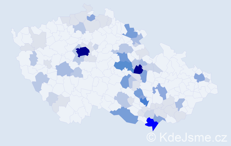 Příjmení: 'Pulkrábková', počet výskytů 263 v celé ČR